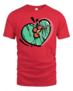 Broken Heart Blooming Flower Streetwear Graphic Tee - red t-shirt on white background