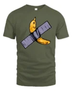 Conceptual Duct Tape Banana Contemporary Art Tshirt - military green t-shirt on white background
