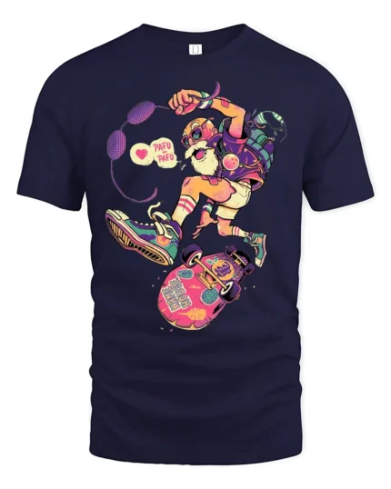 Kame House Master Skater Old Man Graphic Tshirt - navy t-shirt on white background