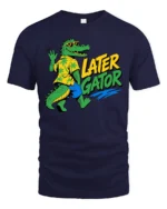 Later Gator Hawaiian Shirt Cool Alligator Graphic Tee - navy t-shirt on white background