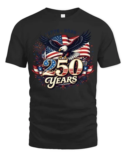 Honorable USA 250 Years Quarter Bicentenial Eagle Graphic Tee - black t-shirt on white background