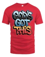 Inspiring God’s Got This Graffiti Street Art Graphic Tee - red t-shirt on white background
