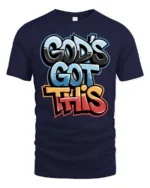 Inspiring God’s Got This Graffiti Street Art Graphic Tee - navy t-shirt on white background