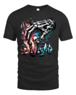 Intense Skeleton Hand Chess King Dark Magic Graphic Tee - black t-shirt on white background