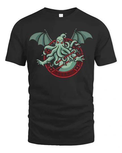 Captivating Call Of Cthulhu Dark Mythos Gateway Graphic Tee - black t-shirt on white background