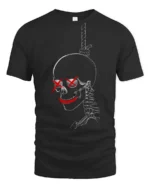 Gothic Gallows Hanging Skull Red Cross Eyes Novelty Tshirt - black t-shirt on white background