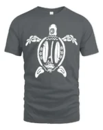 Aesthetic Surfboards Sea Turtle Tribal Line Art Graphic Tee - gray t-shirt on white background