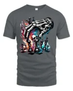 Intense Skeleton Hand Chess King Dark Magic Graphic Tee - gray t-shirt on white background