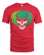 Striking Green Baseball Cap Skull Vapor Smoke Graphic Tee - red t-shirt on white background