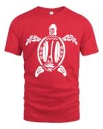 Aesthetic Surfboards Sea Turtle Tribal Line Art Graphic Tee - red t-shirt on white background