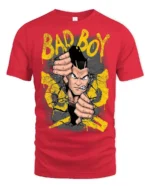 Bad Boy Cracking Wall Anime Mascot Graphic Tee - red t-shirt on white background
