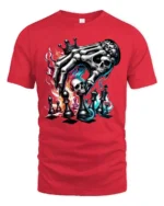 Intense Skeleton Hand Chess King Dark Magic Graphic Tee - red t-shirt on white background
