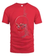 Gothic Gallows Hanging Skull Red Cross Eyes Novelty Tshirt - red t-shirt on white background