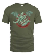 Captivating Call Of Cthulhu Dark Mythos Gateway Graphic Tee - military green t-shirt on white background