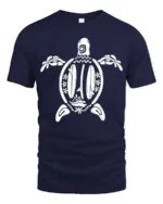 Aesthetic Surfboards Sea Turtle Tribal Line Art Graphic Tee - navy t-shirt on white background