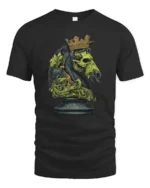 Rebellious Gilded Crown Chessboard Match Graphic T shirt - black t-shirt on white background