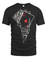 Awesome Royal Flush Grinning Boneyard Casino Soft Tshirt - black t-shirt on white background