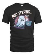 Entertaining Boo Ffering Wifi Ghost Laptop Soft Tshirt - black t-shirt on white background