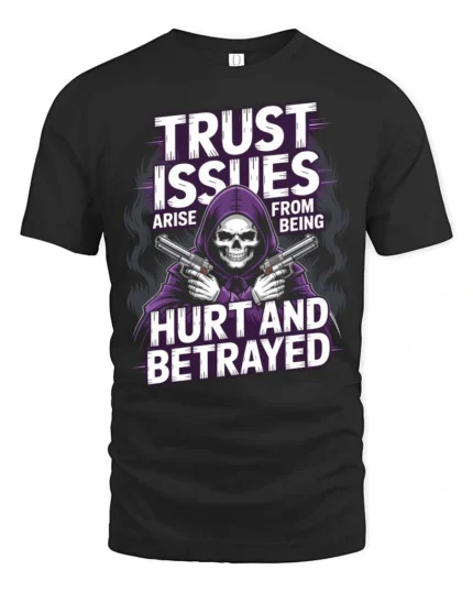 Trust Issues Grim Reaper Gunfighter Graphic Tee - black t-shirt on white background