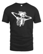 Striking Shocked Skeleton Screaming Crashing Bones Graphic Tee - black t-shirt on white background