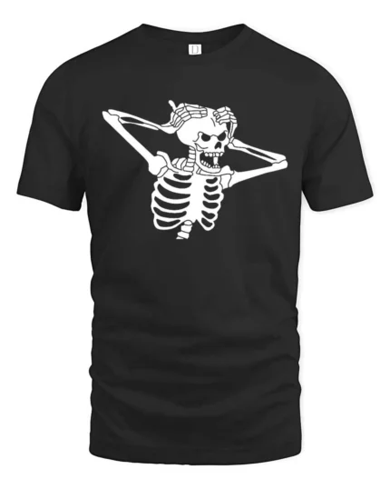 Striking Shocked Skeleton Screaming Crashing Bones Graphic Tee - black t-shirt on white background