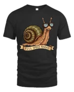 Amusing Full Speed Ahead Snail Sunglasses Graphic Tee - black t-shirt on white background