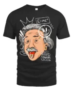 Street Graffiti Albert Einstein Rocker Graphic Tee - black t-shirt on white background