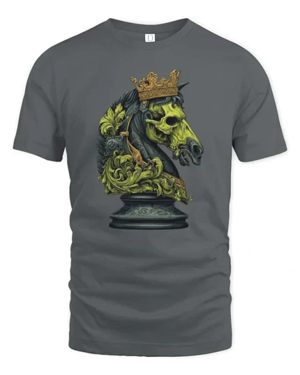 Rebellious Gilded Crown Chessboard Match Graphic T shirt - gray t-shirt on white background