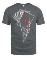 Awesome Royal Flush Grinning Boneyard Casino Soft Tshirt - gray t-shirt on white background