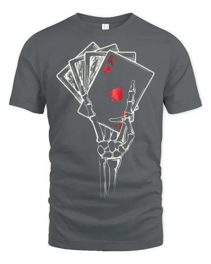 Awesome Royal Flush Grinning Boneyard Casino Soft Tshirt - gray t-shirt on white background
