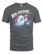 Entertaining Boo Ffering Wifi Ghost Laptop Soft Tshirt - gray t-shirt on white background