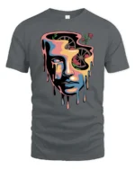 Beautiful Melting Surreal Face Melting Gears Graphic Tee - gray t-shirt on white background