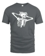 Striking Shocked Skeleton Screaming Crashing Bones Graphic Tee - gray t-shirt on white background