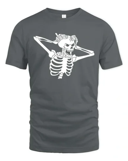 Striking Shocked Skeleton Screaming Crashing Bones Graphic Tee - gray t-shirt on white background