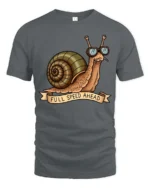 Amusing Full Speed Ahead Snail Sunglasses Graphic Tee - gray t-shirt on white background