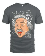 Street Graffiti Albert Einstein Rocker Graphic Tee - gray t-shirt on white background