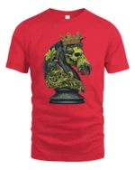 Rebellious Gilded Crown Chessboard Match Graphic T shirt - red t-shirt on white background