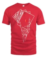 Awesome Royal Flush Grinning Boneyard Casino Soft Tshirt - red t-shirt on white background