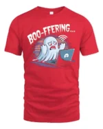 Entertaining Boo Ffering Wifi Ghost Laptop Soft Tshirt - red t-shirt on white background