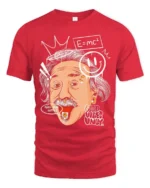 Street Graffiti Albert Einstein Rocker Graphic Tee - red t-shirt on white background