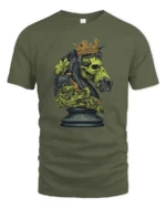 Rebellious Gilded Crown Chessboard Match Graphic T shirt - military green t-shirt on white background