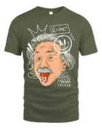 Street Graffiti Albert Einstein Rocker Graphic Tee - military green t-shirt on white background