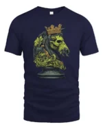 Rebellious Gilded Crown Chessboard Match Graphic T shirt - navy t-shirt on white background
