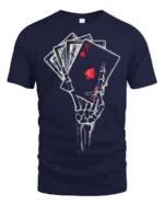 Awesome Royal Flush Grinning Boneyard Casino Soft Tshirt - navy t-shirt on white background