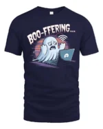 Entertaining Boo Ffering Wifi Ghost Laptop Soft Tshirt - navy t-shirt on white background