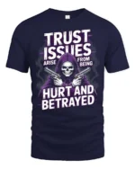 Trust Issues Grim Reaper Gunfighter Graphic Tee - navy t-shirt on white background