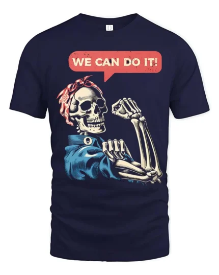 Awesome We Can Do It Empowerment Bones Soft Tshirt - navy t-shirt on white background