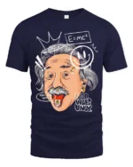 Street Graffiti Albert Einstein Rocker Graphic Tee - navy t-shirt on white background