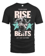 Energetic Breakdancer Rise Above Beats Hip Hop Tshirt - black t-shirt on white background