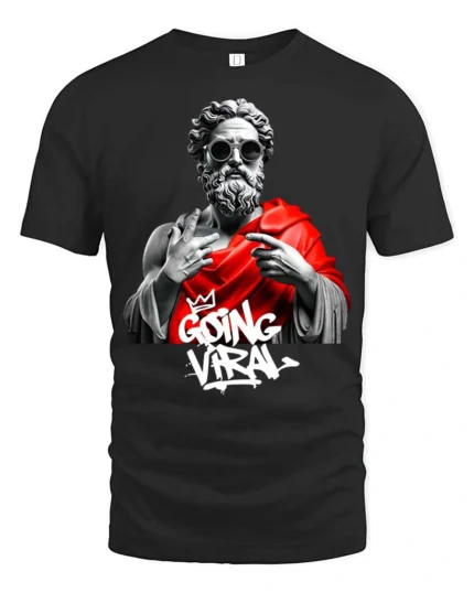 Trendy Greek Zeus Going Viral Sunglasses Graphic Tshirt - black t-shirt on white background